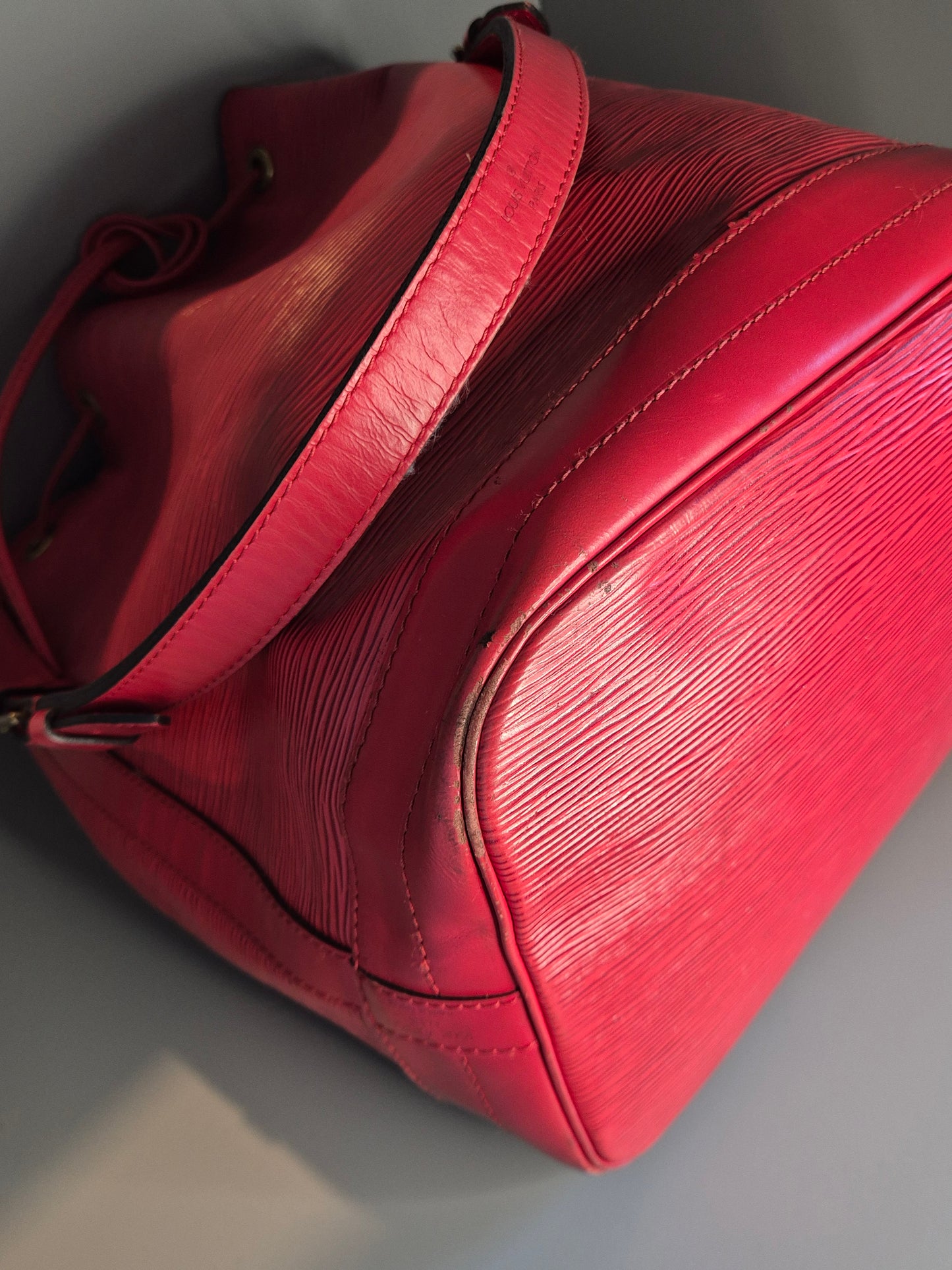Cordon de serrage en cuir rouge - sac Noé GM