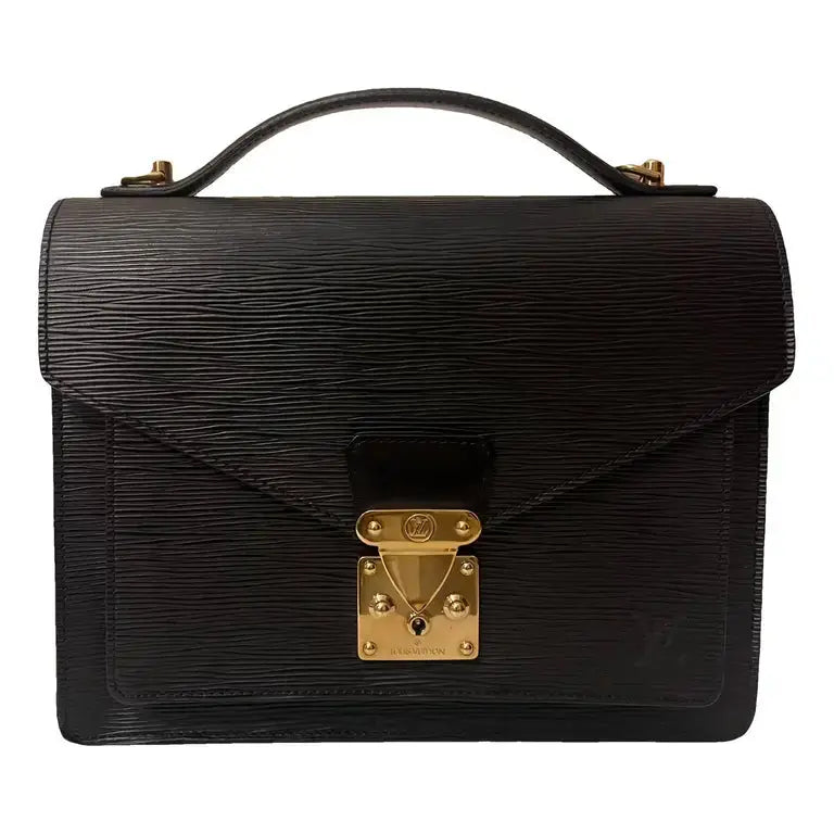 Sac Louis Vuitton Monceau noir cuir Épi face avant